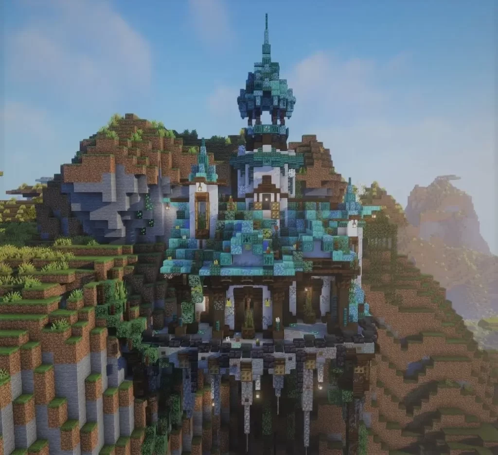 Enorme casa en un acantilado en Minecraft