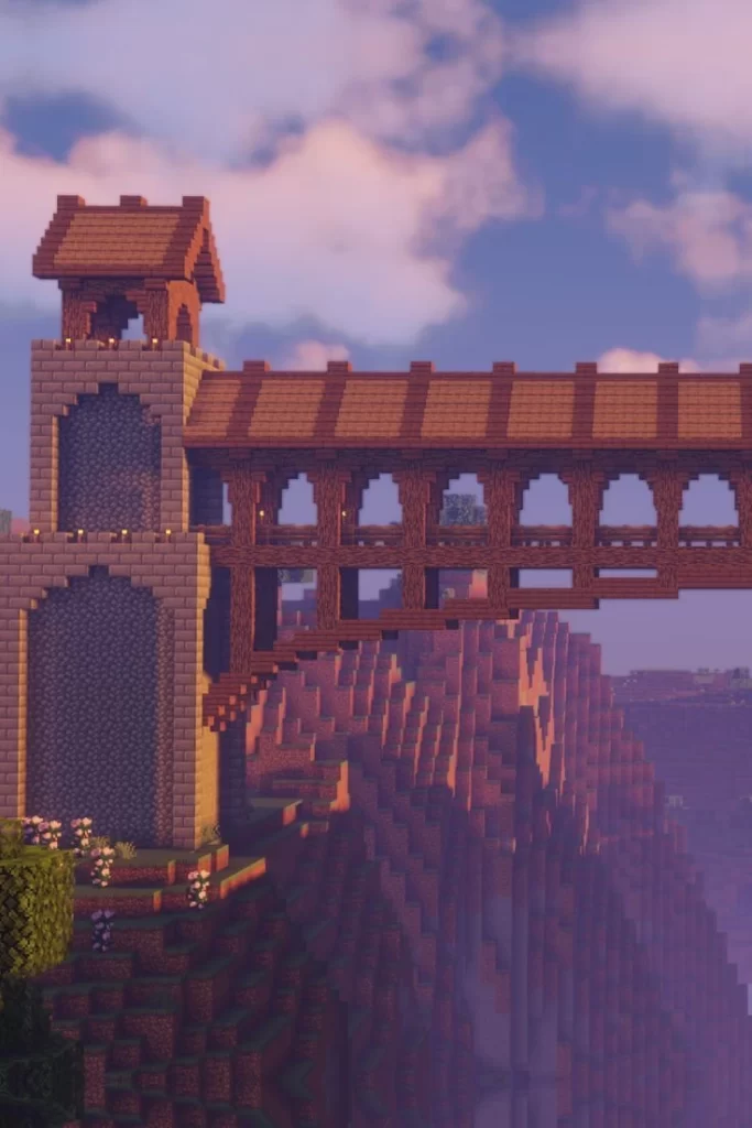 Mega construcción de puente en Minecraft
