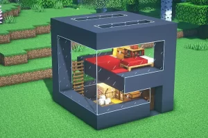 Una Casa moderna de Minecraft con cristal