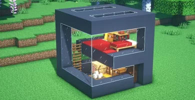 Una Casa moderna de Minecraft con cristal